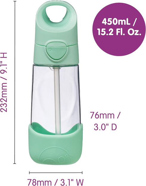 15oz b.box Tritan Kids Water Bottle - Kids Water Bottle w/Straw for School, Sports, Daycare - Leakproof - Ergonomic