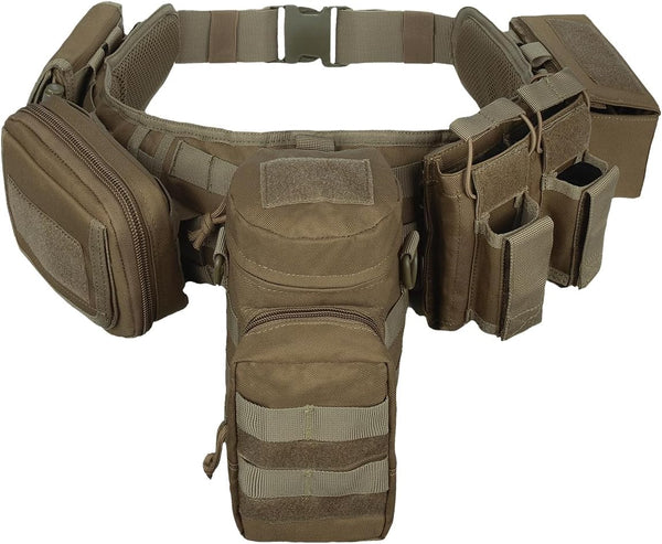 YAKEDA 5 in 1 Battle Belts, Law Enforcement Tactical Duty Padded Utility Belt with Pouches