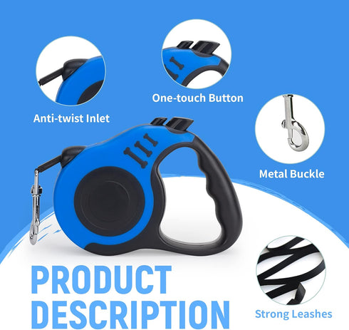 Retractable Dog Leash, Automatic Telescopic Dog Tape, 10/16 FT Durable with Non-Slip Handle, Suitable for Small and