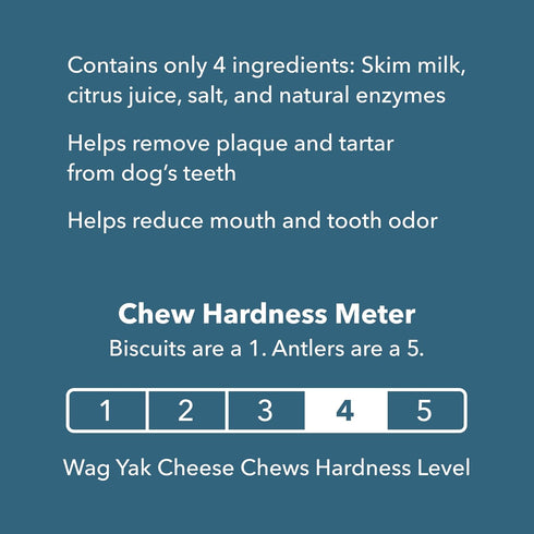 15lbs 3 Count, 3.3 oz Amazon Brand - Wag Yak Cheese Himalayan Dog Chews, Dog Treats for Small Size Dogs, All Natural