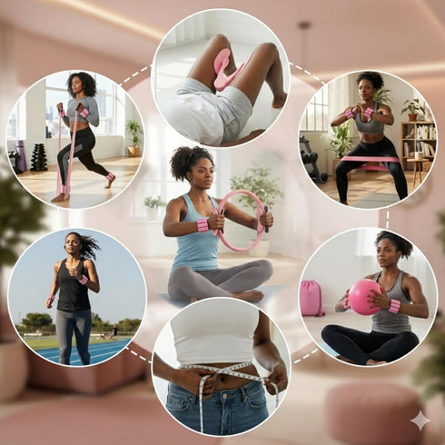 12 inch, Set All-in-One Home Workout Kit for WomenPilates Kit with Ankle Weights, Magic Circle Resistance Bands, Mini