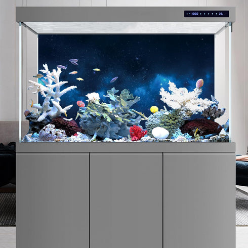 AWERT 24x12 inches Galaxy Aquarium Background Cloud Stars and Blue Cosmic Universe Fish Tank Background Mystery Space Terrarium Background