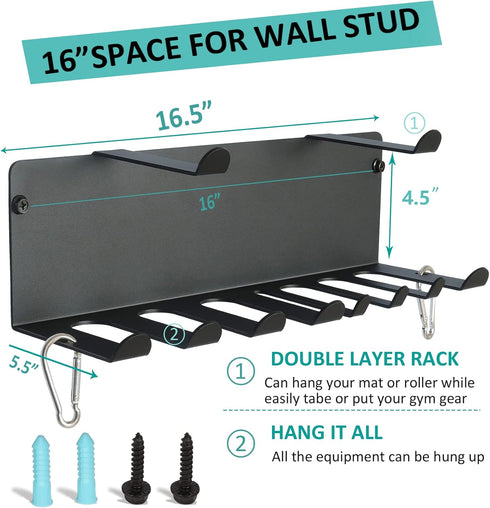 Home Gym Storage Rack, Barbell Rack Weight Room Organizer for Gym Accessories like Fitness Bands and Resistance Bands