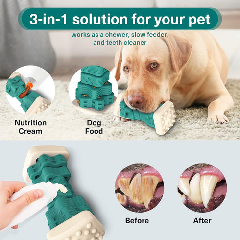 PcEoTllar Dog Toys for Large Medium Small Dogs, Indestructible Chew Toys, Interactive Puzzle Toys with Beef Flavor -