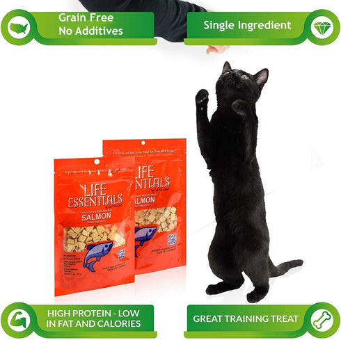 LIFE ESSENTIALS BY CAT-MAN-DOO Freeze Dried Wild Alaskan Salmon Treats, 5 Ounce Bag, 2 Pack