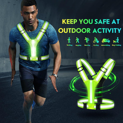 Simket LED Light Up Running Vest, High Visibility Reflective Vest for Night Walking and Running