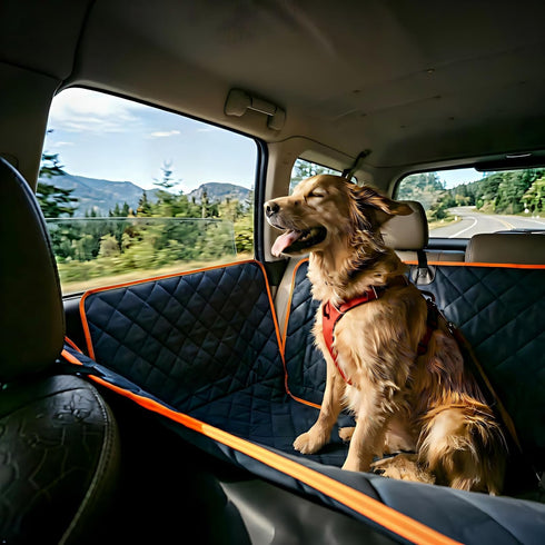 Hammock 4-Layer iBuddy Luxury Dog Car Seat Cover for Back Seat Breathable Mesh Window Dog for Car Heavy Duty Waterproof