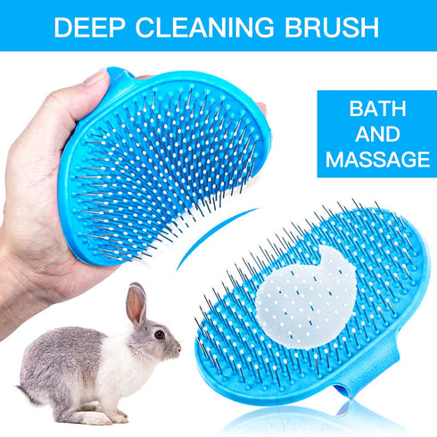 4 Pieces Rabbit Grooming Kit, Includes Rabbit Hair Remover, Grooming Brush, Steel Comb & Double-Sided Comb