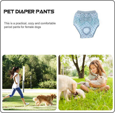 Dog Sanitary Pants Puppy Diaper Pantie Cotton Lace Blue S Female Dog Period Underwear Pet Diaper for Incontinence