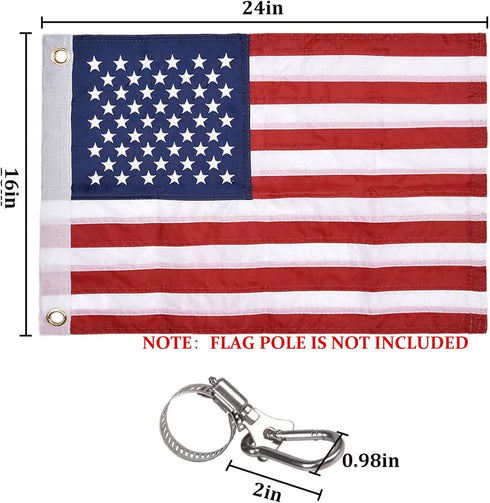 Universal Boat Flag Marine with 4 Boat Flag Pole Kits, USA Flag with 50 Embroidered Stars