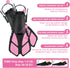 Kids Snorkeling Set, Adjustable Swimming Flippers, Panoramic Snorkel Mask, Dry Tube, Travel Bags for Ages 5-14