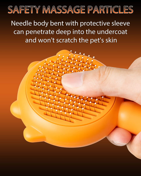Awpland Pumpkin Cat Brush with Release Button, Pumpkin Shape Self-Cleaning Hair Brush for Dogs Cats and Rabbits