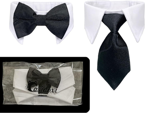 Dog Cat Tuxedo Collar with Bowtie, Cat Wedding Bowtie Costume for Birthday Easter Valentines Dog Cat Puppy