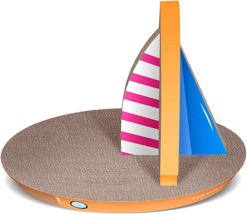 FluffyDream Cat Condo Scratcher Post, Sailboat Shape Cat Scratching Lounge Bed, 21.26x13.78x15.75 inch
