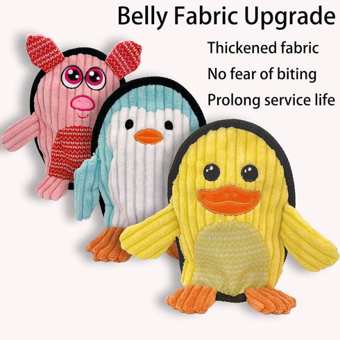 Squeaky Dog Toys 3 Pack, Soft Tough Plush Chew Toys, Durable Pet Toys for Small, Medium, Large Dogs to Reduce Boredom