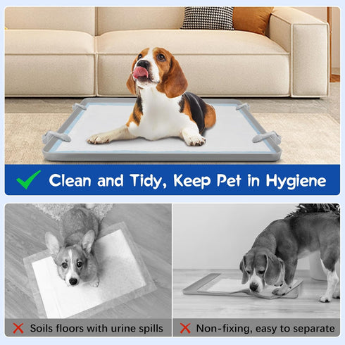 22" 34" VavoPaw Pee Pad Holder for Dog, Puppy Pad Holder with Clamps, Raised Edges Leak-Proof Dog Pee Pads Holders