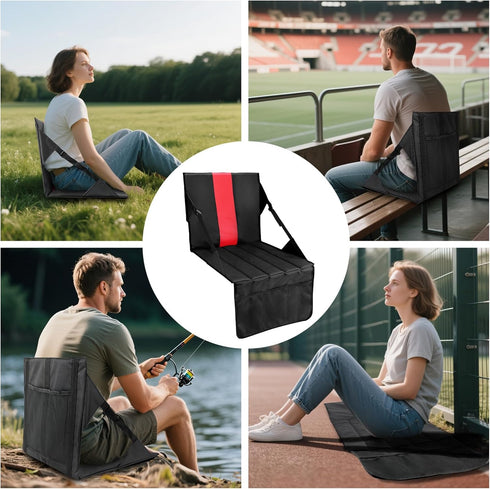 SANLIKE Stadium Seats for Bleachers with Back Support Portable Folding Bleacher Seats with Cushion Storage Pouch, Wide