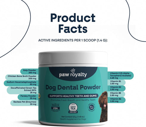 90 Dog Dental Powder | Tartar Control, Bamboo Extract & Green Tea for Clean Teeth, Healthy Gums & Periodontal Support |