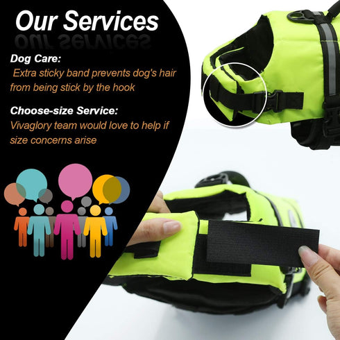 VIVAGLORY Ripstop Dog Life Jacket for Small Medium Large Dogs, Bright Yellow, Enhanced Buoyancy & Visibility, Dog