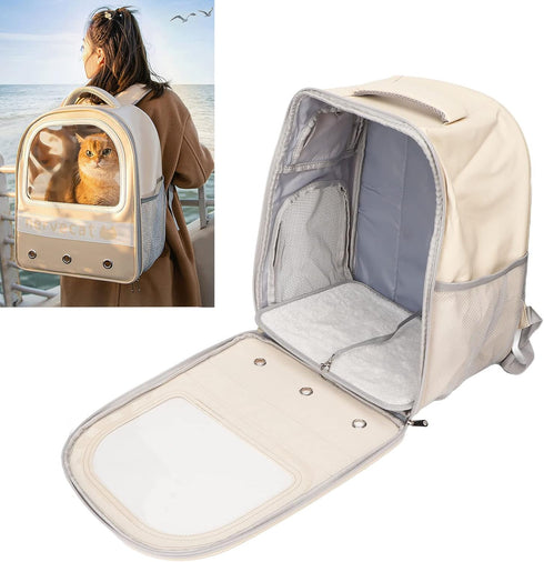 Cat Backpack Carrier, Large Capacity Transparent Ventilated Travel Bag for Cats, Kittens, and Puppies