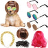 3 Pieces Dog Cosplay Wig, Cat Wigs, Classic Funny Pet Accessories Include 3 Pieces Retro Pet Round Sunglasses and 1