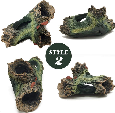 TIHOOD 3PCS Decaying Trunk Aquarium, Betta Fish Ornament, Freshwater Resin Decoration Log with Holes and Caves
