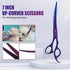 6 1 Dog Grooming Scissors,Purple Curved Chunkers Shears with Safety Round Tips,Sharp and Durable in Dog Scissors