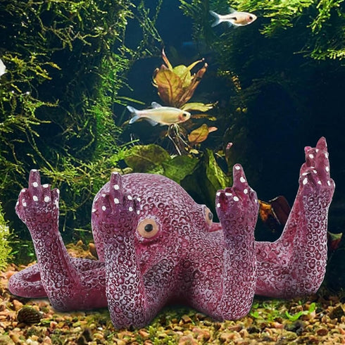 Octopus Aquarium Ornaments, Artificial Sea Animal Figurines for Fish Tank Decor, Black Sculpture