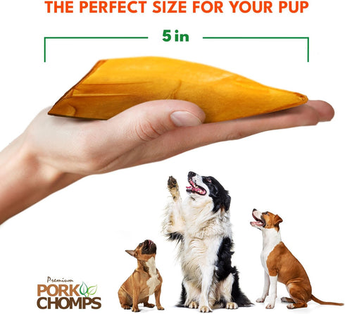 10 Count Pork Chomps Roasted Pork Skin Dog Chews, Ear Shapes