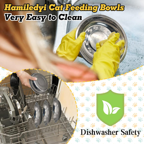 Hamiledyi 12 Pcs Stainless Steel Cat Bowls - Replacement Plates for Whisker Fatigue Relief