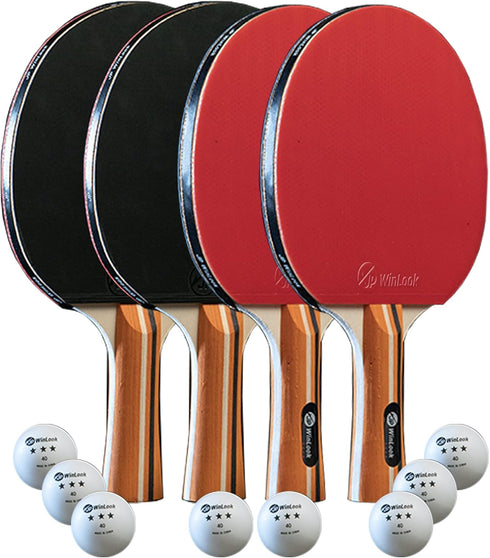 JP WinLook Ping Pong Paddles Set - Portable Table Tennis Paddle Set with Case & Balls