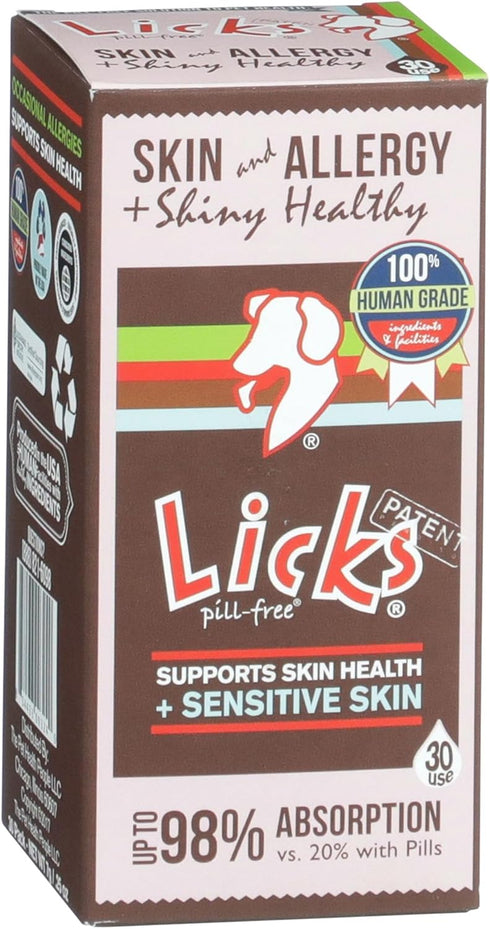 Licks Pill-Free Dog Skin & Allergy Relief - Omega 3 Vitamins & Supplements for Itch Relief, Turmeric Supplement Gel