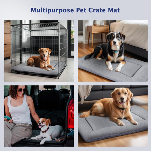 Dog Bed Mat, Reversible Dog Crate Pad, Washable Pet Sleeping Mattress for Small Medium Dogs XB009 (30''x20'', Grey)
