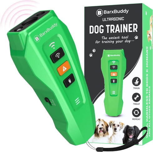 BarxBuddy 2nd Gen Dog Bark Deterrent Devices - Long Range Ultrasonic, Rechargeable Anti Bark Device for Indoor/Outdoor