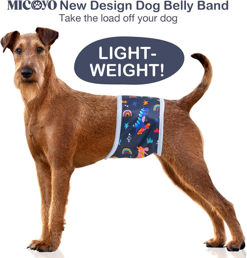 MICOOYO Male Dog Diaper Lightweight Dog Wraps Washable Dogs Diapers Doggie Belly Bands for Male Dogs, Small Reusable