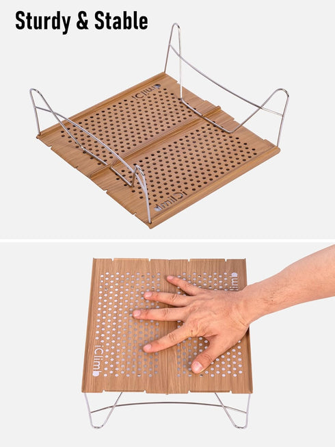 Backpacking iClimb Mini Solo Folding Table Ultralight Compact for Camping Hiking Beach Picnic (Nature - Mini)