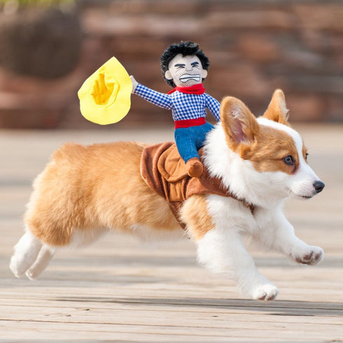 Dog Costume Pet Puppy Suit Cowboy Rider Style for Halloween Christmas Party Photograph - Small