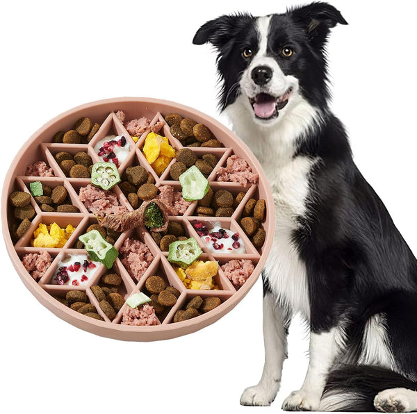 Slow Feeder Dog Bowls for Medium Small Large Breeds, Non-Slip Cat Bowl with Suction Cup, Durable Food-Grade Silicone