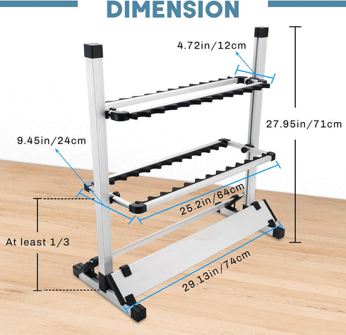 Fishing Rod Rack, Portable Fishing Rod Organizer for 12 or 24 Rods, Aluminum Alloy Holder (24 Rods Rack)