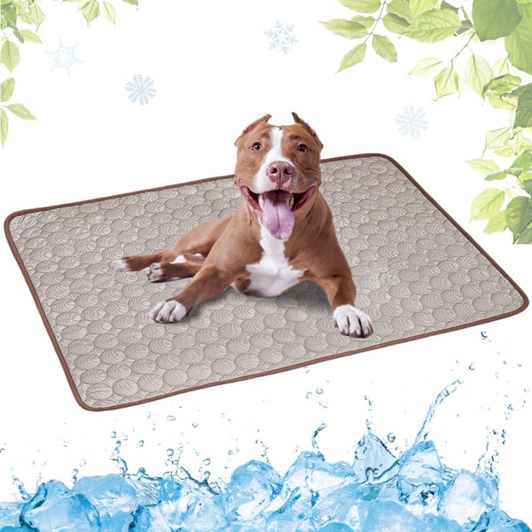 Dog Cooling Mat Washable, Portable Summer Cooling Pad, Ice Silk Self-Cooling Mat for Dog, 21x27in (Coffee)
