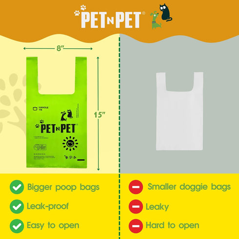 200 Counts 41% 59% Pet N Pet Unscented Dog Poop Bags Rolls with Tie Handles, Plant Based & PE Poop Bags for Dogs