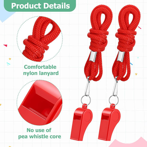 Zyghjort 50 Pack 120db Plastic Whistles for Coaches, Loud Crisp Sound Sports Whistles Bulk with Lanyard, for Lifeguard