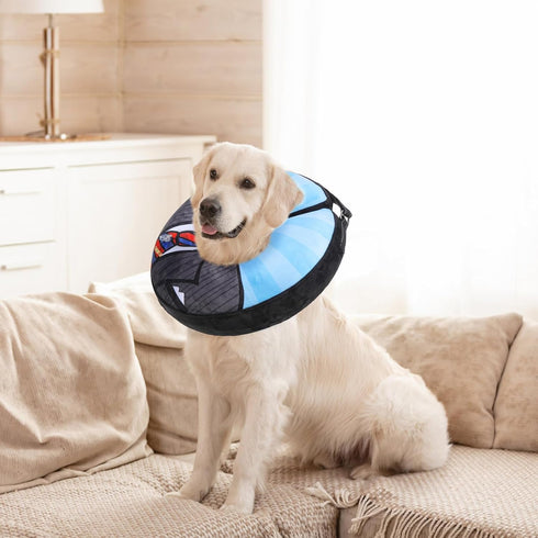 SCENEREAL Dog Cone Alternative, Soft Recovery Donut Collar for Medium Large Dogs, Inflatable Adjustable E-Collars