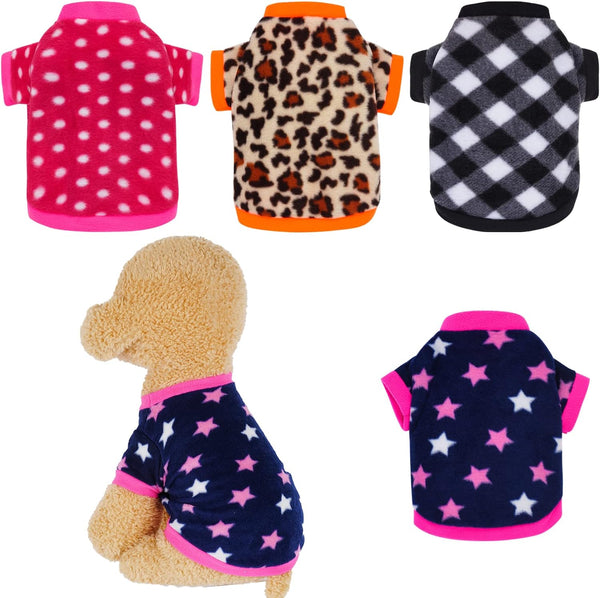 4 Pieces Dog Fleece Sweaters - Warm Doggie Sweatshirts for Small Puppies & Cats, Winter Outfits (Large)