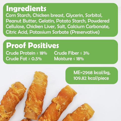 MON2SUN 3 Inch 21.16oz (16 Count Pack 1) Rawhide Free Dog Treats, Chicken Wrapped Rolls, Low Fat and Training Snacks