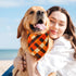 PRITIWEL 2PCS Fall Dog Bandanas Halloween Dog Bandanas Fall Scarf for Boy and Girl Plaid and Stripe Triangle Reversible