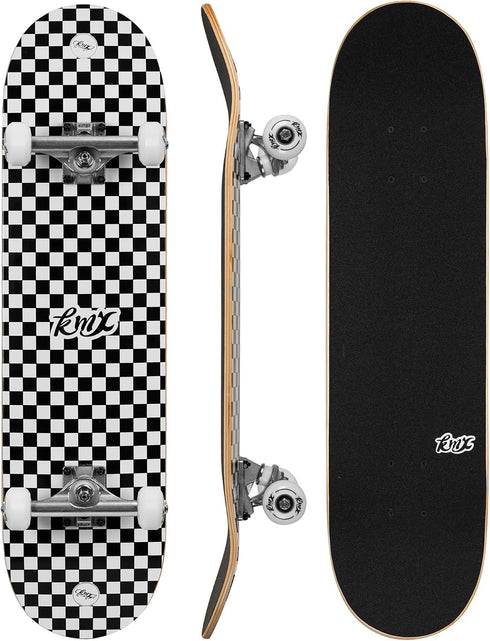 KMX Complete 31" x 8" Skateboard for Beginners, Double Kick Concave Deck, Kids Cruiser for Girls and Boys