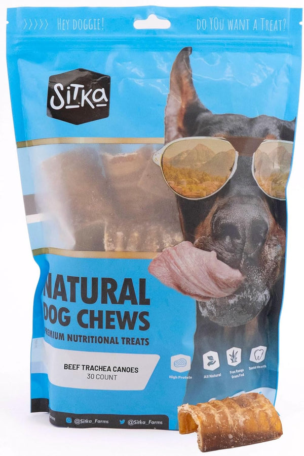 Sitka Farms Beef Trachea Canoes 3" Split Trachea - 30 Count -
