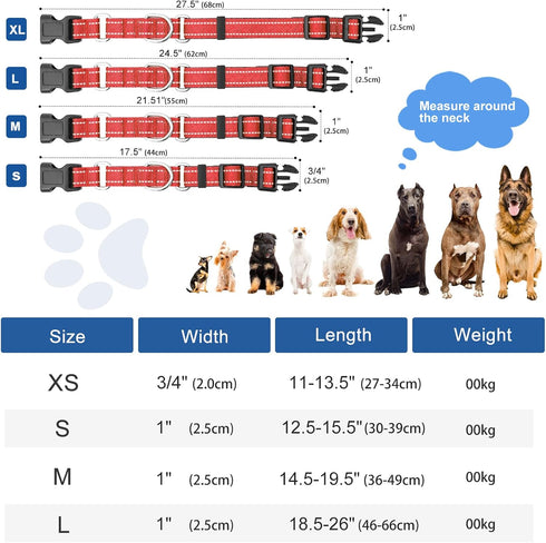 Reflective Martingale Dog Collars with Quick Release Buckle, Adjustable Soft Padded Breathable Nylon Collar for Small