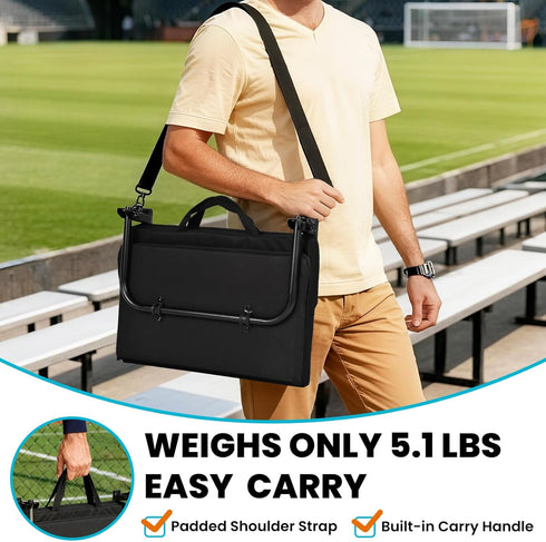 Support(16.5L 13.4W 15H), 360 Stadium Seats with Back Adjustable Backrest Stadium Chair with Shoulder Strap & Storage